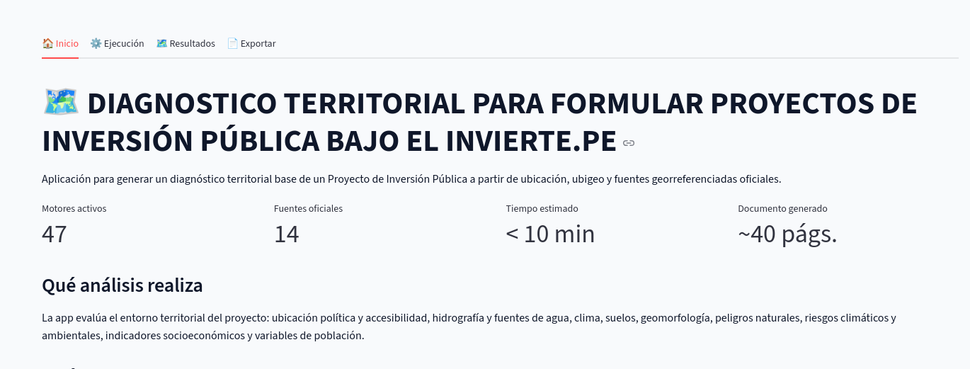 Automatización: diagnóstico territorial para PIPs